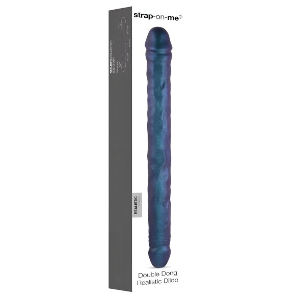 Strap-on-me - double gode - silicone métal bleu