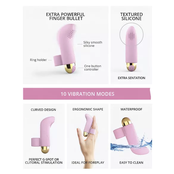 Love to Love - mini vibromasseur doigt rechargeable - silicone rose