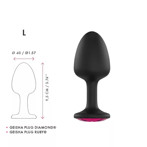 Dorcel Geisha Plug Ruby L - Plug anal noir avec pierre rose