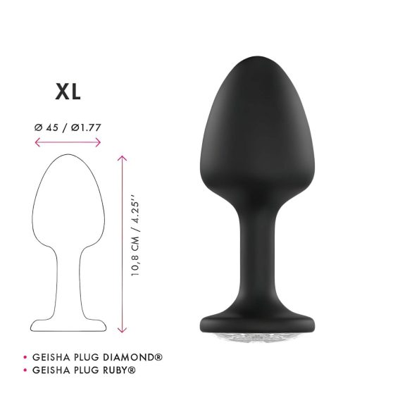 Dorcel Geisha Plug Diamond XL - plug anal noir avec pierre blanche