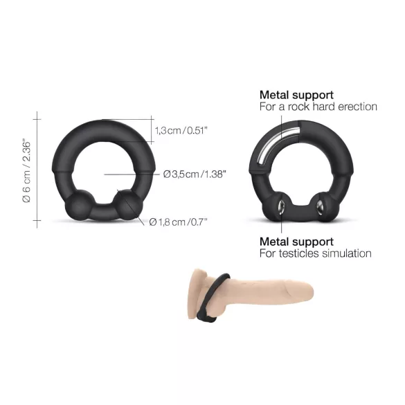 Dorcel - anneau pénien renforcé avec insert métal - silicone noir