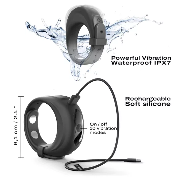 Dorcel - anneau vibrant et ajustable (noir)