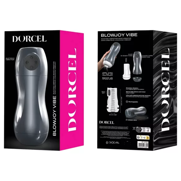 Dorcel Blowjoy Vibe - masturbateur rechargeable avec succion et vibration (gris)