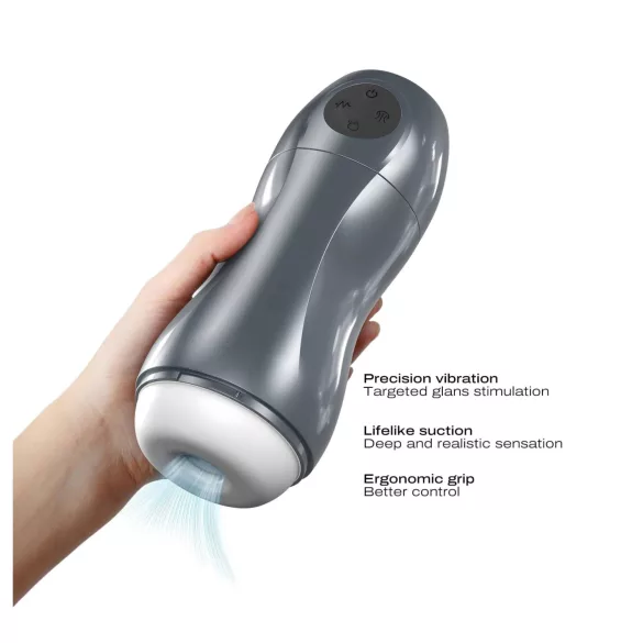 Dorcel Blowjoy Vibe - masturbateur rechargeable avec succion et vibration (gris)
