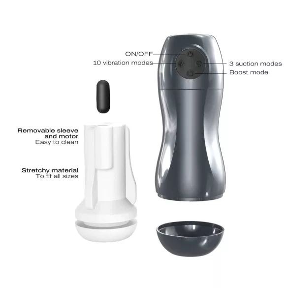 Dorcel Blowjoy Vibe - masturbateur rechargeable avec succion et vibration (gris)