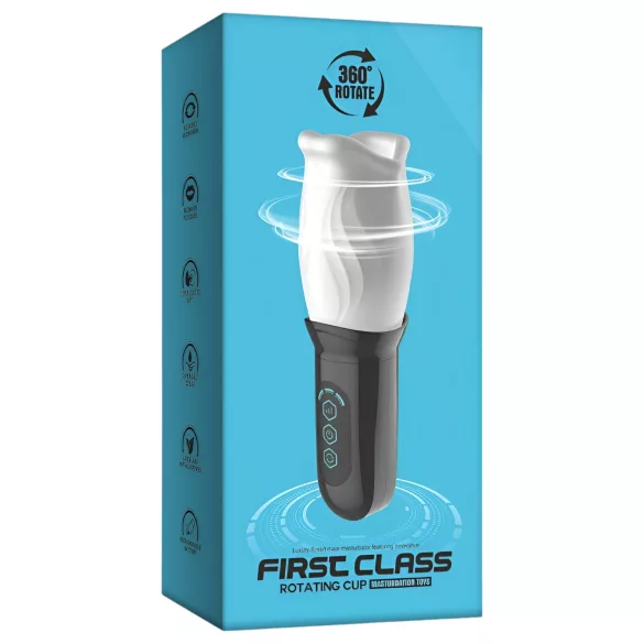 Funny Me First Class - masturbateur bouche rotatif - blanc/noir
