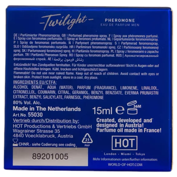 HOT Twilight - parfum aux phéromones homme - senteur - 15ml