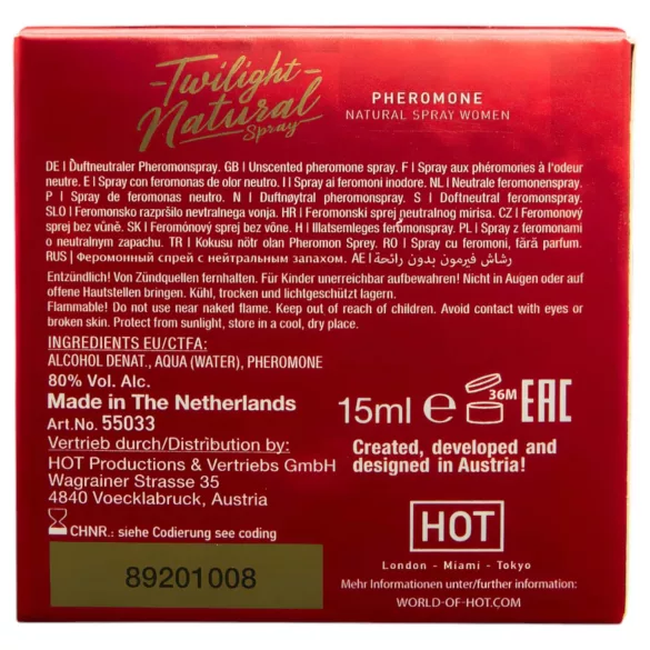 HOT Twilight Natural - parfum phéromones femme - sans parfum - 15ml