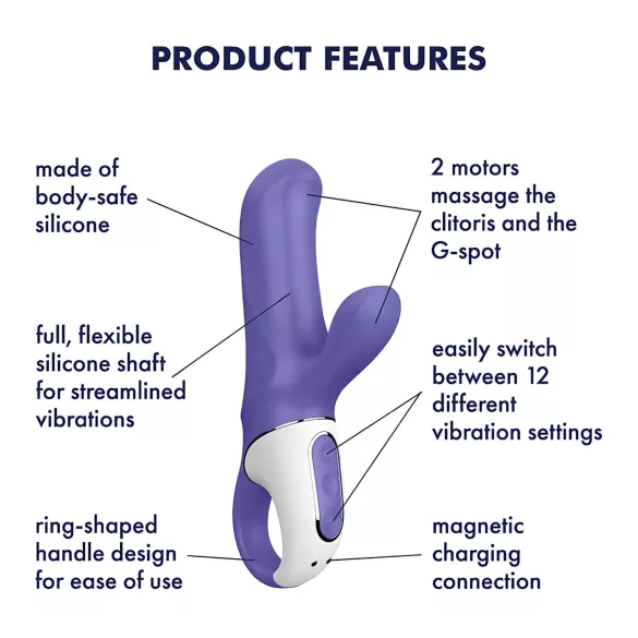 Satisfyer Magic Bunny - vibromasseur rabbit point G et clitoris - étanche - bleu