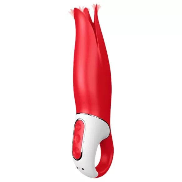 Satisfyer Power Flower - vibromasseur rechargeable étanche - silicone rouge