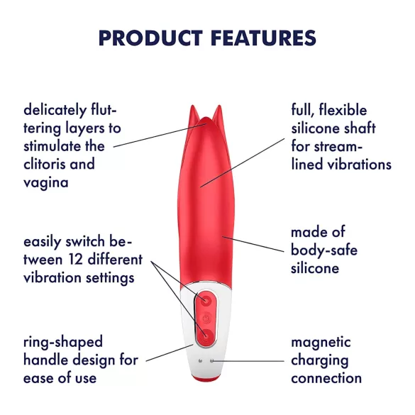 Satisfyer Power Flower - vibromasseur rechargeable étanche - silicone rouge