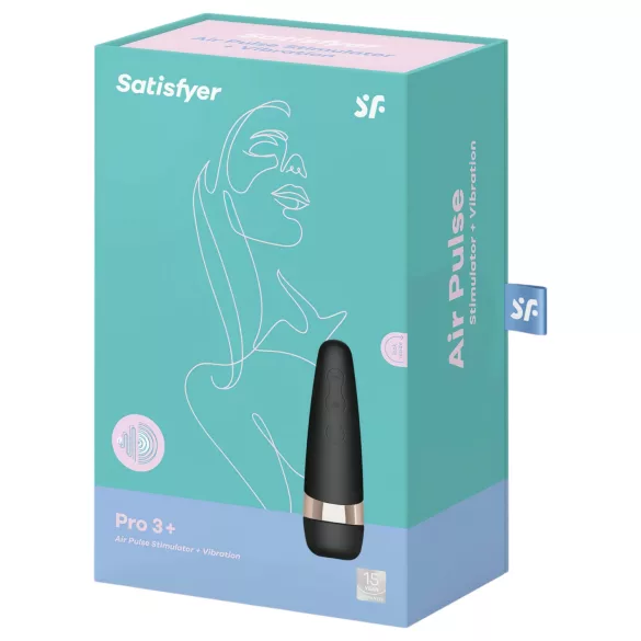 Satisfyer Pro 3+ - stimulateur clitoridien étanche rechargeable - noir