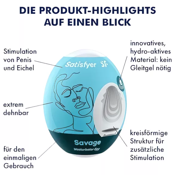Satisfyer Egg Savage - masturbateur œuf pour homme - 1 pièce