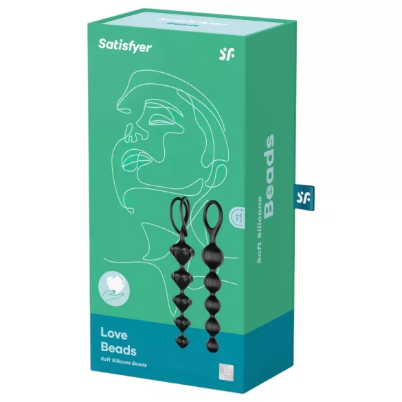 Satisfyer Love Beads - set de plugs anaux perlés - silicone noir