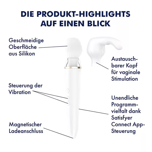 Satisfyer Double Wand-er - stimulateur vibrant connecté - blanc