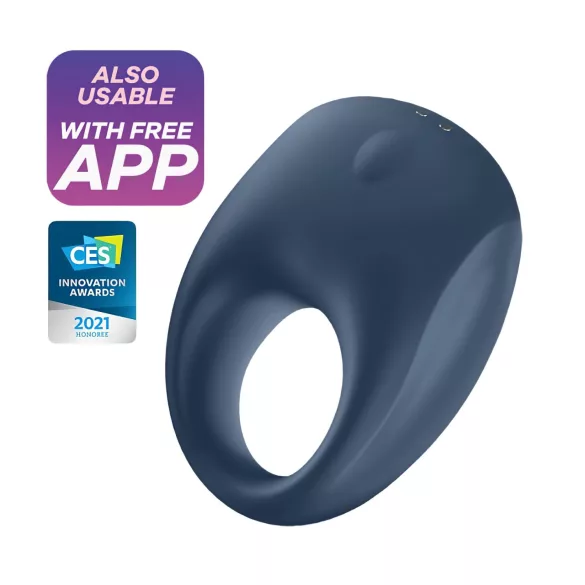Satisfyer Strong One - anneau pénien vibrant connecté - silicone bleu