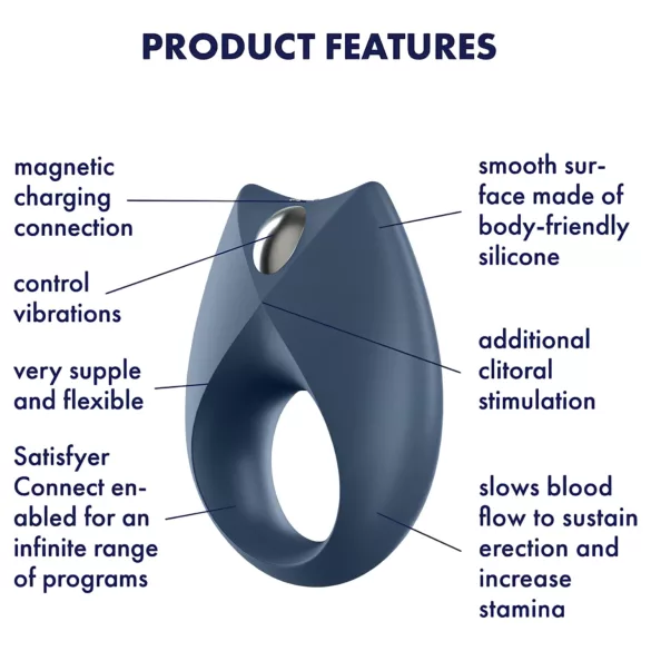 Satisfyer Royal One - Anneau pénien vibrant contrôlé par application, pour hommes (bleu)