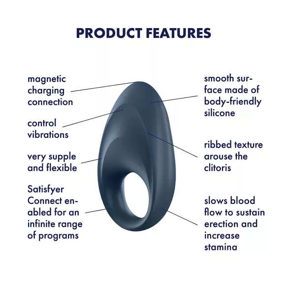 Satisfyer - Anneau pénien vibrant connecté - silicone bleu
