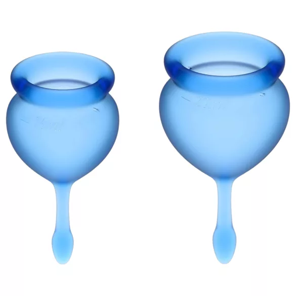 Satisfyer Feel Good - coffret de coupes menstruelles en silicone (bleues, lot de 2)