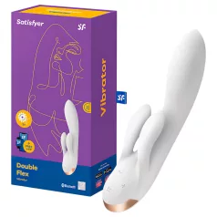   Satisfyer Double Flex - Vibromasseur à bras clitoridien contrôlé par application (blanc)