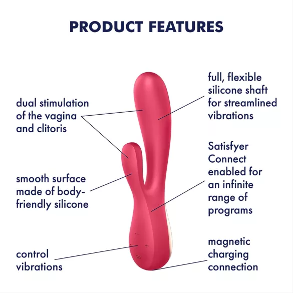 Satisfyer - Vibromasseur connecté étanche - silicone rouge