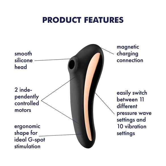 Satisfyer Dual Kiss - vibromasseur rechargeable vagin et clitoris (noir)