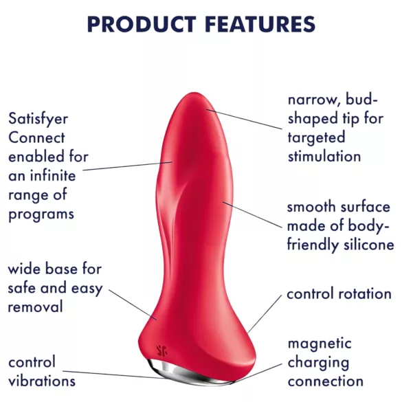 Satisfyer - Plug anal vibrant perlé - silicone rouge