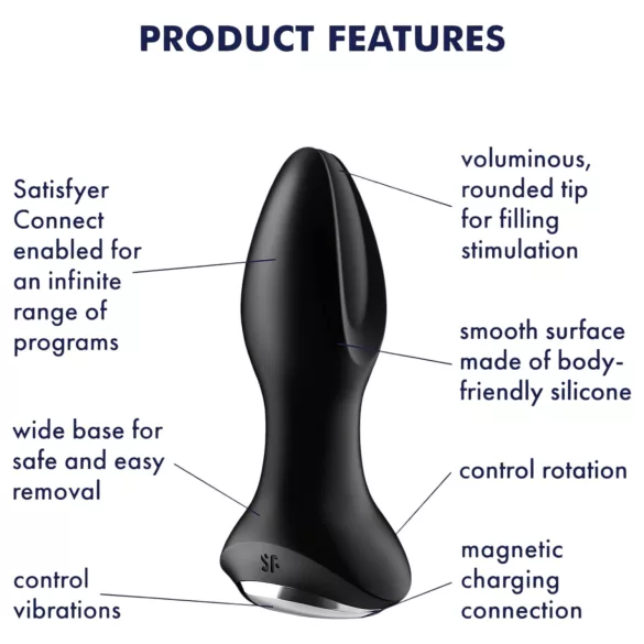Satisfyer - plug anal vibrant perlé - silicone noir
