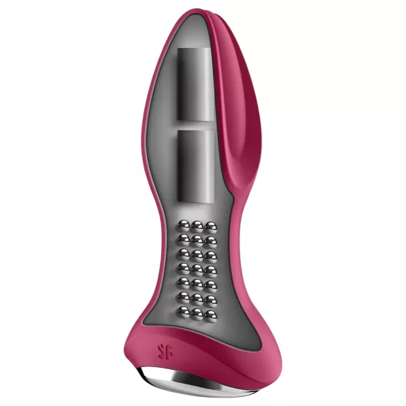 Satisfyer - Plug anal rotatif vibrant perles - rechargeable silicone rouge