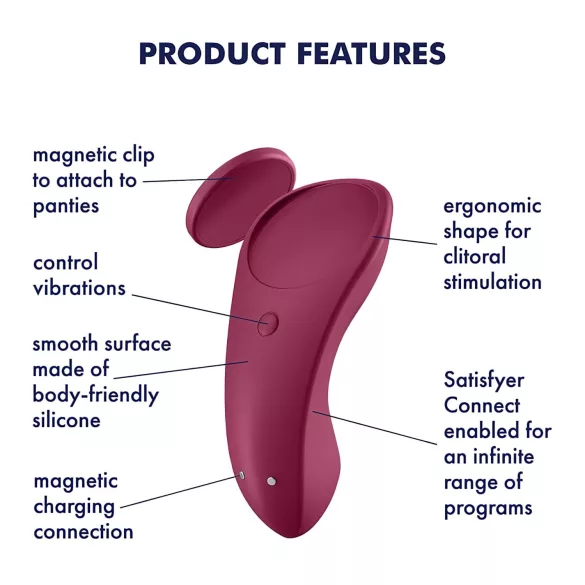 Satisfyer - vibromasseur de culotte connecté étanche - rouge