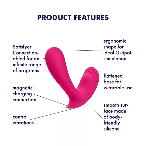 Satisfyer Top Secret - vibromasseur connecté double moteur - silicone rose