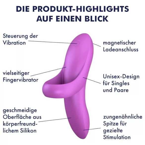 Satisfyer Bold Lover - vibromasseur doigt rechargeable étanche - rose