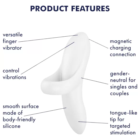 Satisfyer Bold Lover - stimulateur de doigt vibrant rechargeable étanche blanc