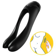   Satisfyer Candy Cane - vibromasseur double étanche rechargeable - noir