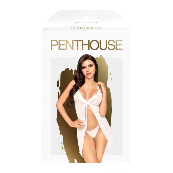 Penthouse After Sunset - babydoll transparent et string - blanc
