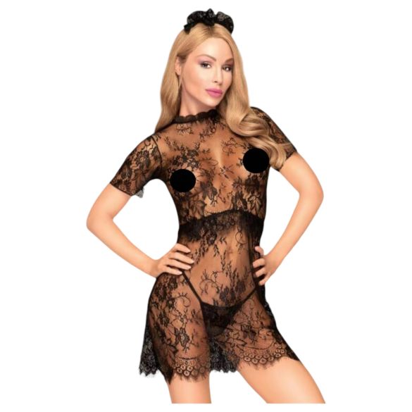 Robe en dentelle Poison Cookie - string et accessoire pour cheveux (noir) - L/XL