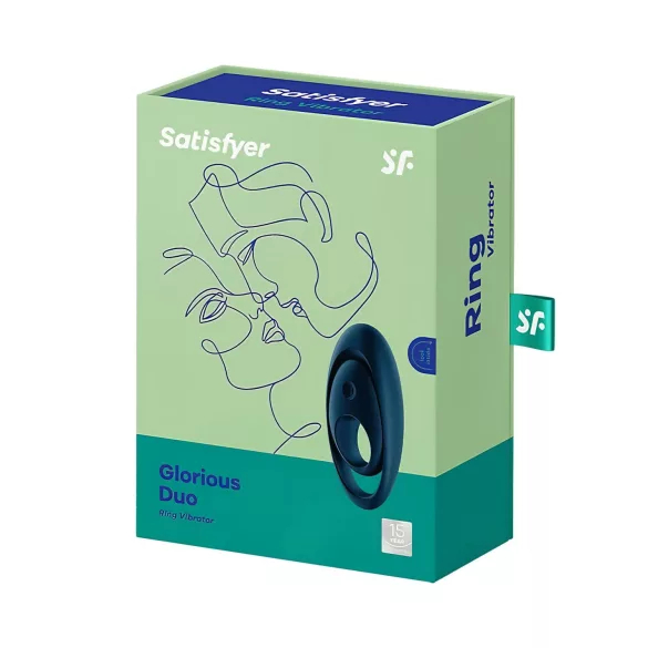 Satisfyer Glorious Duo - anneau pénien vibrant - silicone bleu