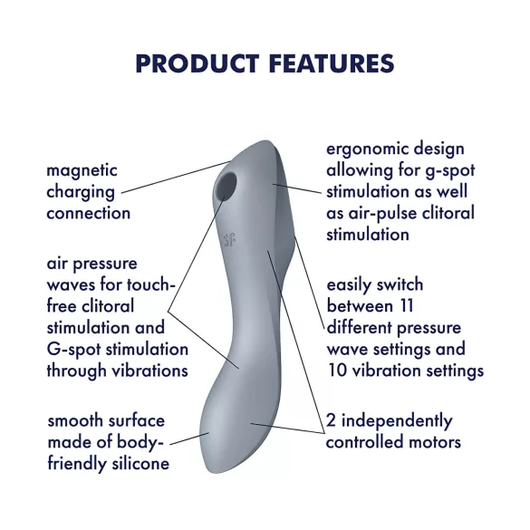 Satisfyer Curvy Trinity 3 - stimulateur clitoridien et vaginal 2en1 - gris