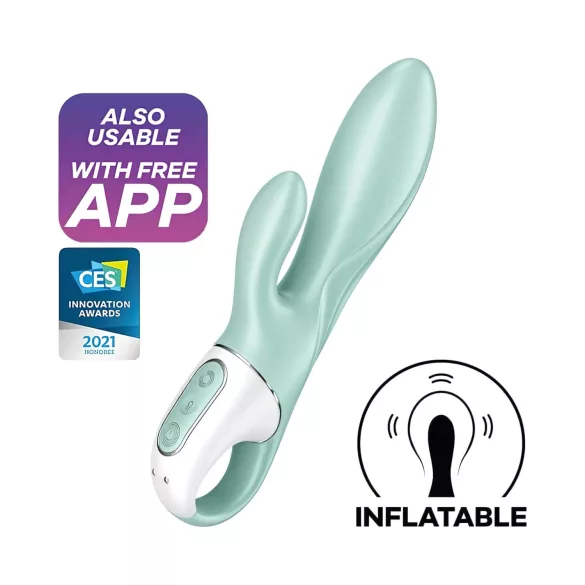 Satisfyer Air Pump Bunny 5 - Vibrateur gonflable contrôlé par application (menthe)