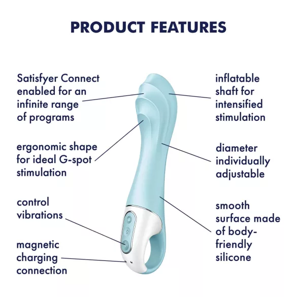 Satisfyer - Vibromasseur à air pulsé connecté - silicone bleu