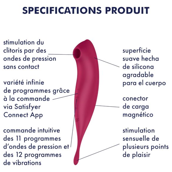 Satisfyer Twirling Pro - vibromasseur clitoridien 2 en 1 connecté - rouge