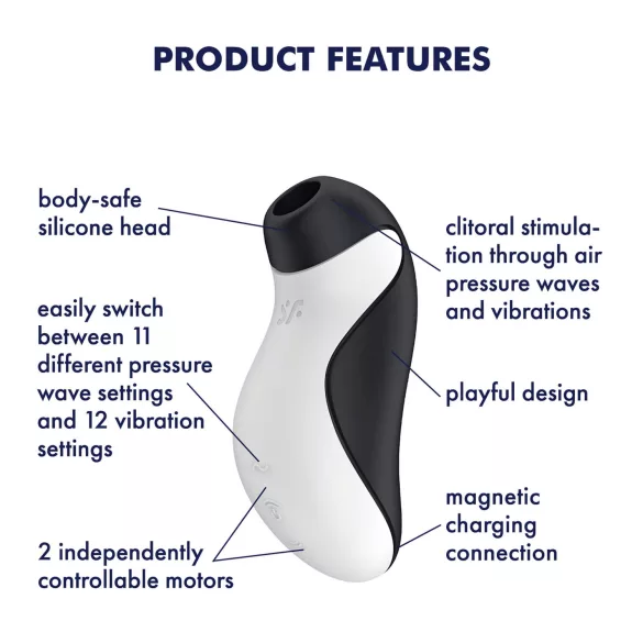 Satisfyer Orca - stimulateur clitoridien à ondes d’air étanche - noir et blanc