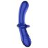 Satisfyer Double Crystal - godemichet double en verre - bleu