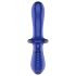 Satisfyer Double Crystal - godemichet double en verre - bleu
