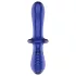 Satisfyer Double Crystal - godemichet double en verre - bleu