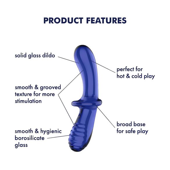Satisfyer Double Crystal - godemichet double en verre - bleu