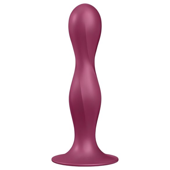 Satisfyer Double Ball-R - gode ventouse lesté - silicone rouge