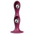 Satisfyer Double Ball-R - gode ventouse lesté - silicone rouge