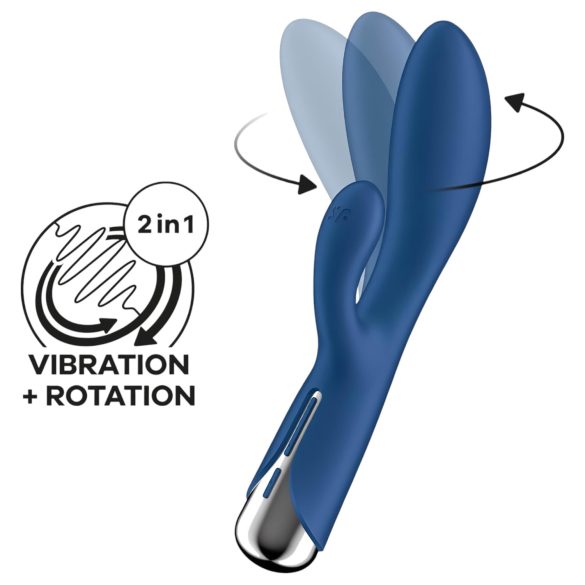 Satisfyer - vibromasseur rabbit rotation clitoridienne - bleu