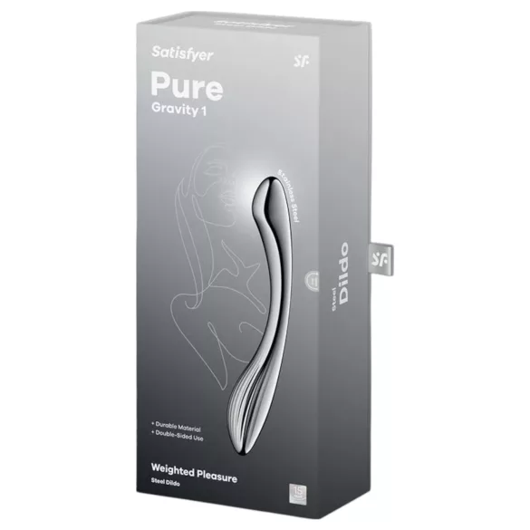 Satisfyer Pure Gravity 1 - gode nervuré - acier inoxydable argent